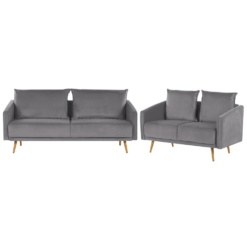 Velvet Sofa Set Grey MAURA