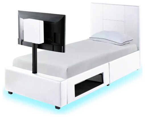 XR Living Ava Single TV Bed Frame - White