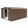 vidaXL Garden Shed 257x392x181cm Metal Brown Outdoor Tool Storage House Cabin