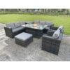 (9 seater, with covers) Oudoor Rattan Garden Furniture Gas Fire Pit Table