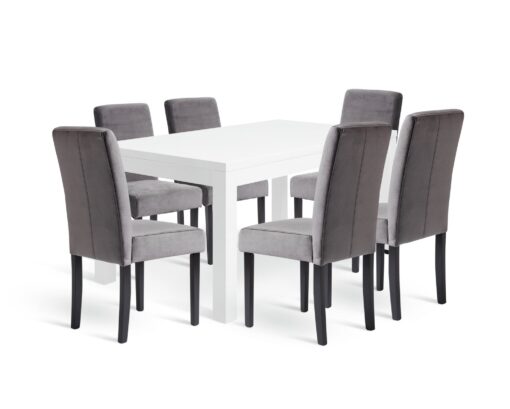 Argos Home Lyssa 6-8 Seater Extending Table & 6 Grey Chairs