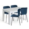 Argos Home Miami Dining Table & 4 Etta Navy Blue Chairs