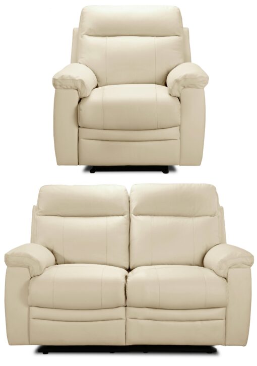 Argos Home Paolo Chair & 2 Seater Manual Recline Sofa -Ivory