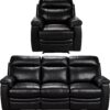 Argos Home Paolo Chair & 3 Seater Manual Recline Sofa -Black