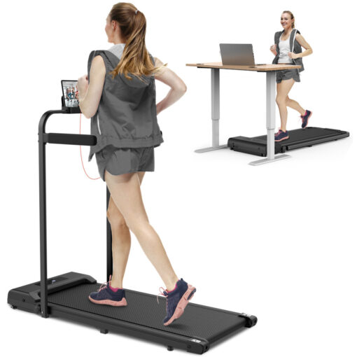 (Black) 2-in-1 Foldable Electric Treadmill