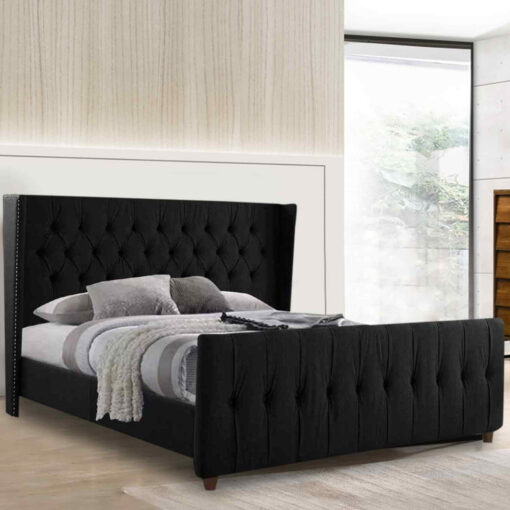 Clarita Bed King Plush Velvet Grey