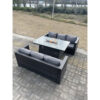 Fimous 6 Seater Outdoor Rattan Sofa Garden Furniture Gas Firepit Table