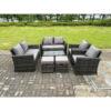 Fimous 8 Seater Dark Grey Mixed High Back Rattan Sofa Set Coffee Table Garden Furniture Outdoor Patio 2 Stools