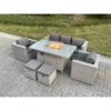 Fimous Rattan Garden Furniture Gas Fire Pit Table Set Heater Burner