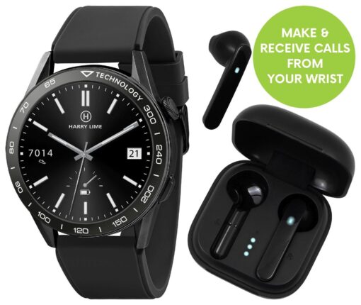 Harry Lime Black Calling Smart Watch and Wireless Earbud Set