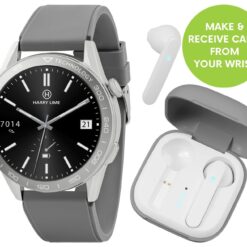 Harry Lime Grey Calling Smart Watch and Wireless Earbud Set