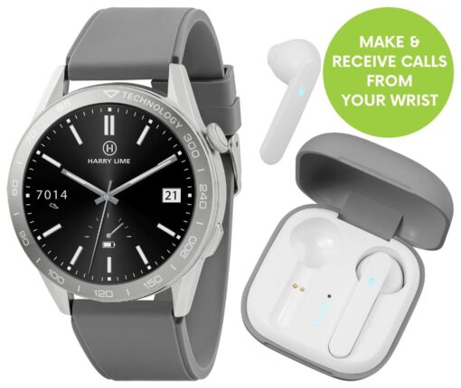 Harry Lime Grey Calling Smart Watch and Wireless Earbud Set