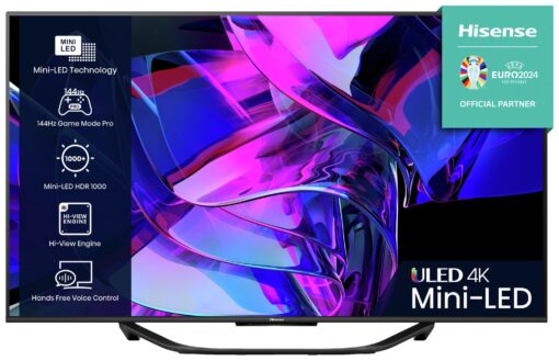 Hisense 55 Inch 55U7KQTUK Smart 4K 144Hz UHD HDR Mini LED TV