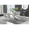 Tierra Glass And Chrome Dining Table with 4 Luxury Velvet Dining Chairs