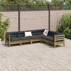 Vidaxl 6 Piece Garden Sofa Set With Cushions Impregnated Wood Pine