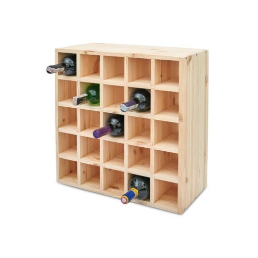 25 Bottle Solid Wood Tabletop/Countertop Wine Bottle Rack in Pine Wood