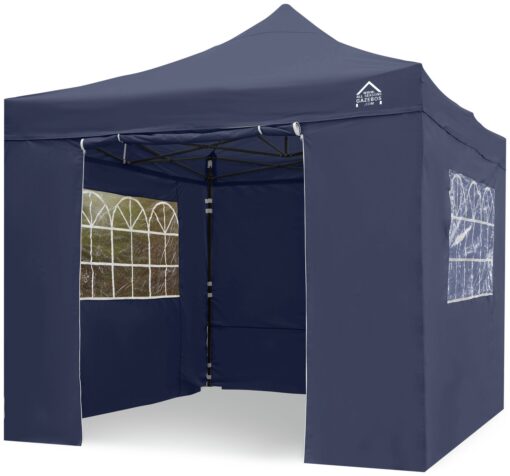 All Seasons 3m x 3m Pop Up Garden Gazebo & Side Panels -Navy