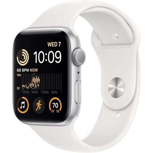 Apple Watch SE 2 (2022) 44mm (MREE3, Silver Aluminium Silver Sport Band, M/L)