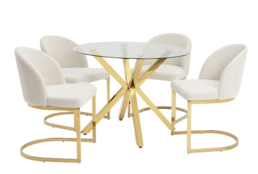 Argos Home Alice Glass Dining Table & 4 White Chairs