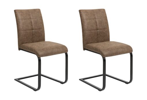 Argos Home Bronson Pair of Faux Leather Dining Chairs- Brown