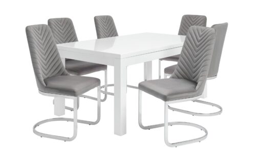 Argos Home Lyssa XL Extending Dining Table & 6 Grey Chairs