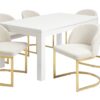 Argos Home Lyssa XL Extending Dining Table & 6 White Chairs