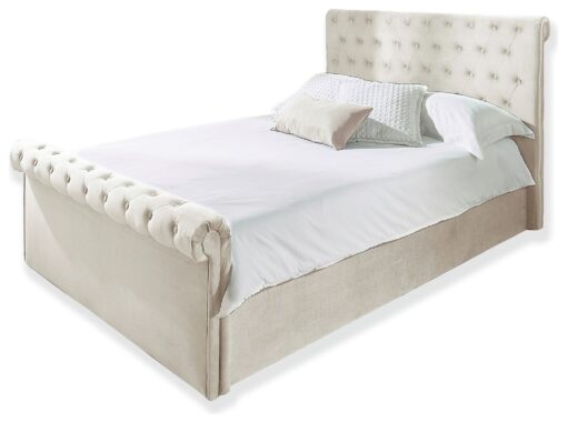 Aspire Chesterfield Double Ottoman Bed Frame - Natural