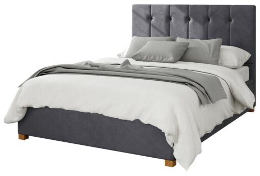 Aspire Hepburn Velvet Superking Ottoman Bedframe - Steel