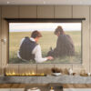 (Black) 16:9 Electric Motorized Projector Screen with Remote, 100"