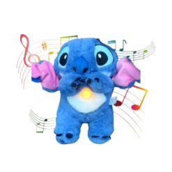 (Blue) Kid Breathing Stitch Musical Soothing Doll Sleep Toys Anxiety Relief Plush Toys