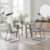 Bulkley Round Dining Table & 4 Luxury Fabric Dining Chairs - Melamine Scratch Resist Top