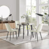 Bulkley Walnut Effect Round Dining Table & 4 Luxury Velvet Dining Chairs - Melamine Scratch Free Top