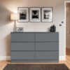 Carlton 6 Drawer Chest Of Drawers. 110cm Wide. 3+3 Configuration. Matt Finish. Scratch Resistant. Modern No Handle Design.