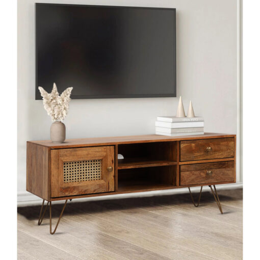 Chetram Rattan TV Stand with Drawer up to 43"