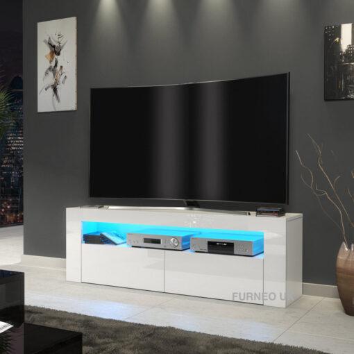 Clifton03 White TV Stand for TVs up to 55in with Blue LED Lights