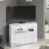 Clifton07 White Corner TV Stand for TVs up to 43in with White LED Lights