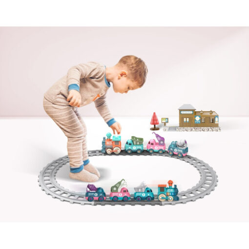 Coo11 Cross-Border Rail Small Train Electric Train Track Toy Car Playset Children's Train Electric Lighting Cartoon Engineering Rail Car Toys for Kids