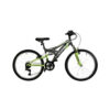 DRB Crossbow Mountain Bike Junior Full Suspension 24" Wheel Grey Green