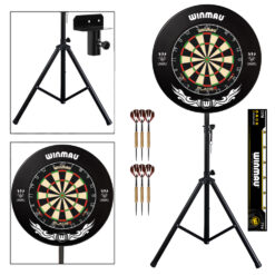 Darts Stand With Winmau Blade 6 Dartboard, Surround and Darts