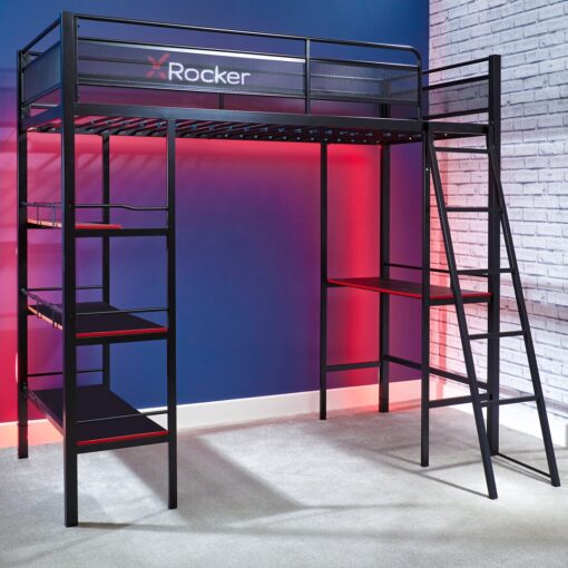 Fortress High Sleeper Loft Bed with Built-in-Desk by X Rocker