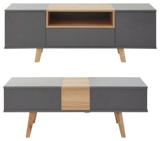 GFW Modena 2 Piece Furniture Set with 130 cm TV Unit - Grey