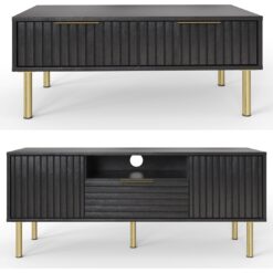 GFW Nervata 2 Piece Furniture Set with 119 cm TV Unit- Black