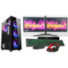 Gaming PC Bundle:Core i7/ 16GB RAM/ 1TB+128GB SSD/ GT730 2GB/ 2x22 Dual/ Win 10 Black