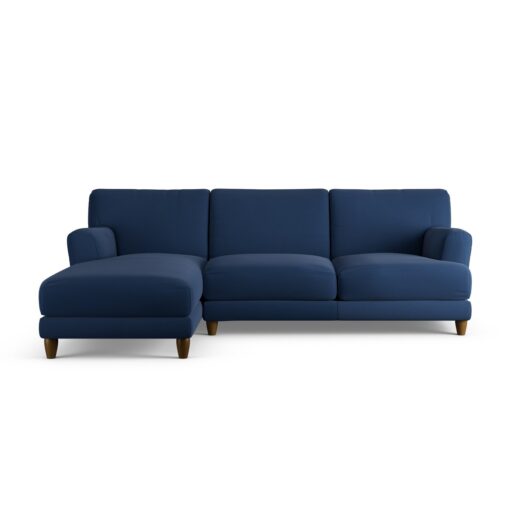 Habitat Askem Fabric Left Hand Corner Sofa- Navy- Dark Leg