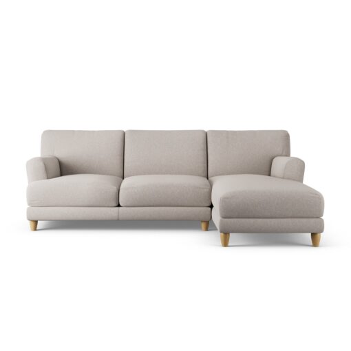 Habitat Askem Fabric Right Hand Corner Sofa - Stone -Ash Leg