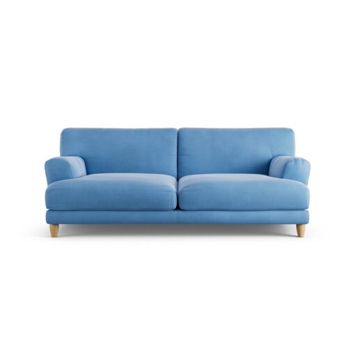 Habitat Askem Velvet 3 Seater Sofa - Sky Blue - Ash Leg