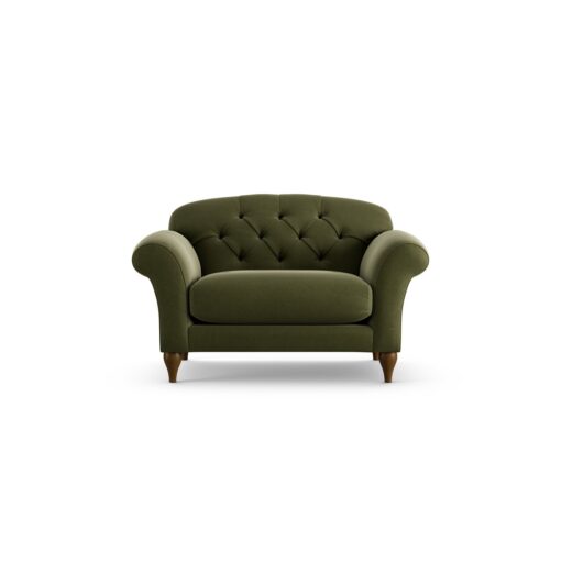 Habitat Brooker Velvet Cuddle Chair - Moss Green - Dark Leg