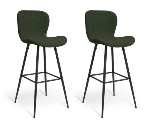 Habitat Etta Pair of Fabric Bar Stools - Green