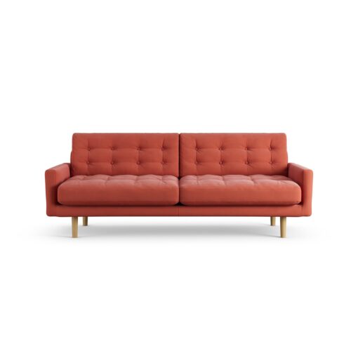 Habitat Fenner Fabric 3 Seater Sofa - Papaya - Ash Leg