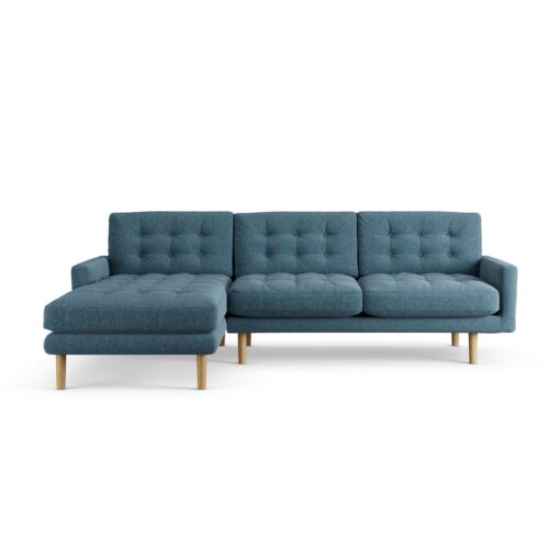 Habitat Fenner Left Hand Corner Sofa - Blue - Ash Leg